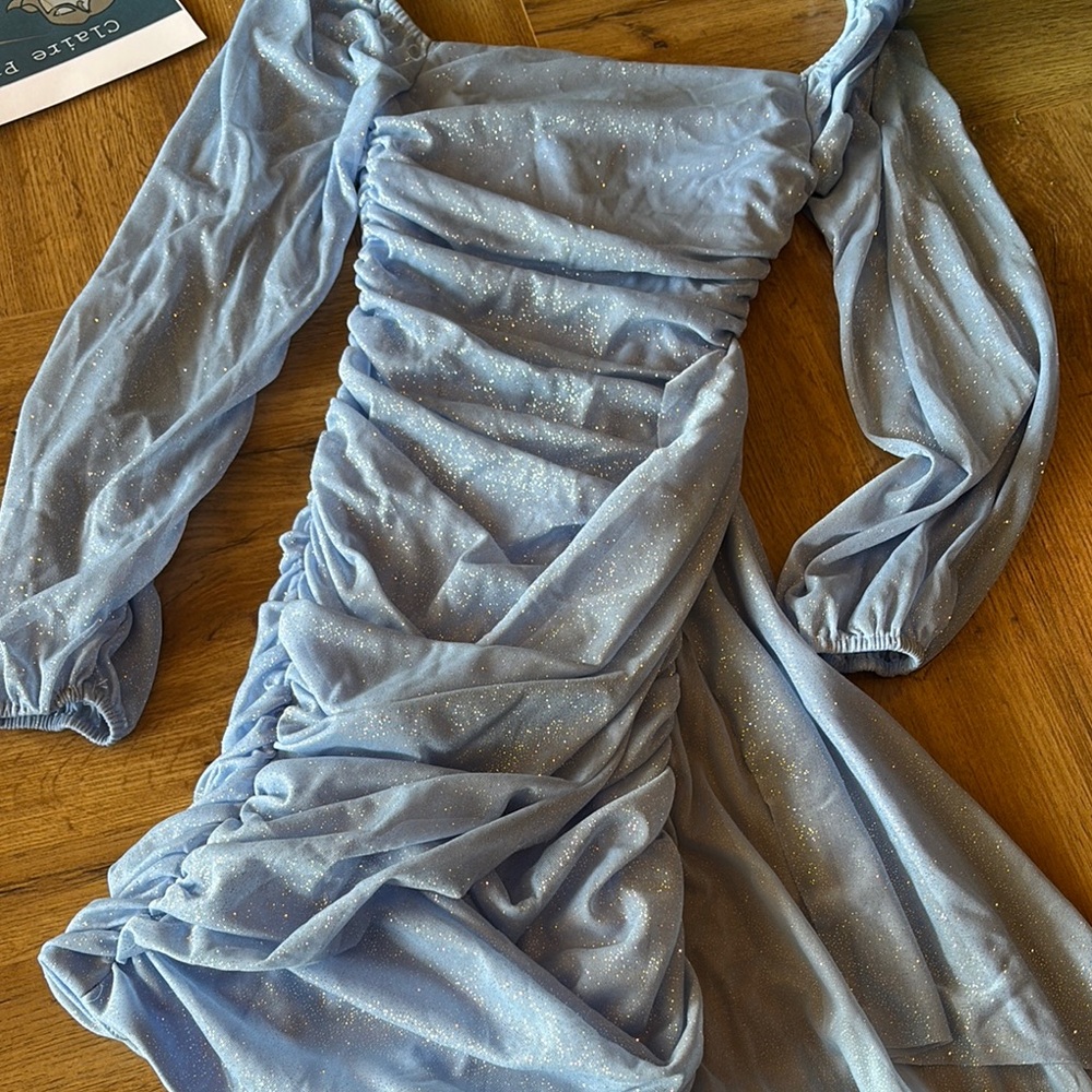 Elegant Blue Off-Shoulder Dress